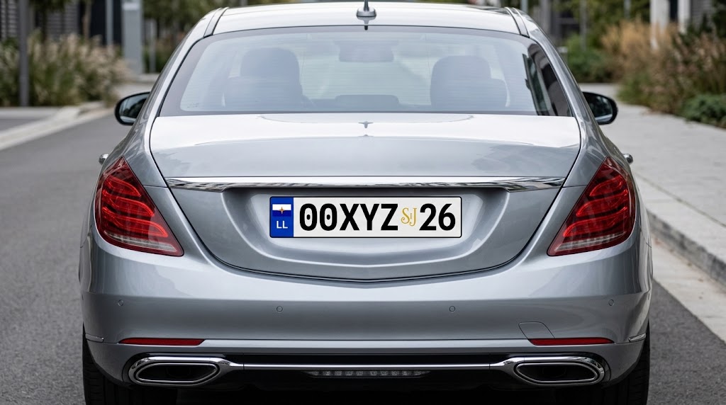 A Links Land-registered vehicle showing the rear plate in use