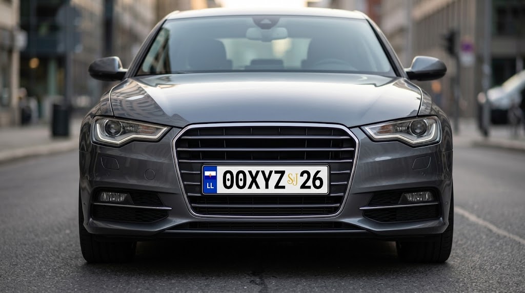 A Links Land-registered vehicle showing the front plate in use
