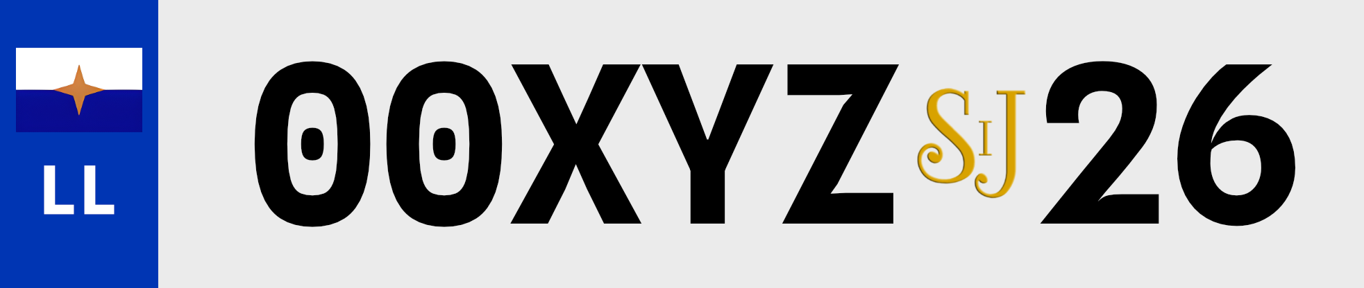 Specimen of the Links Land vehicle registration plate, front and rear faces